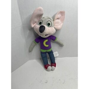 Chuck E Cheese Plush 12" 2013 Purple Shirt Jeans Stuffed Animal Doll Toy